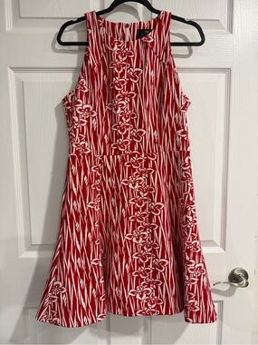 Cue Red and White Printed Dress